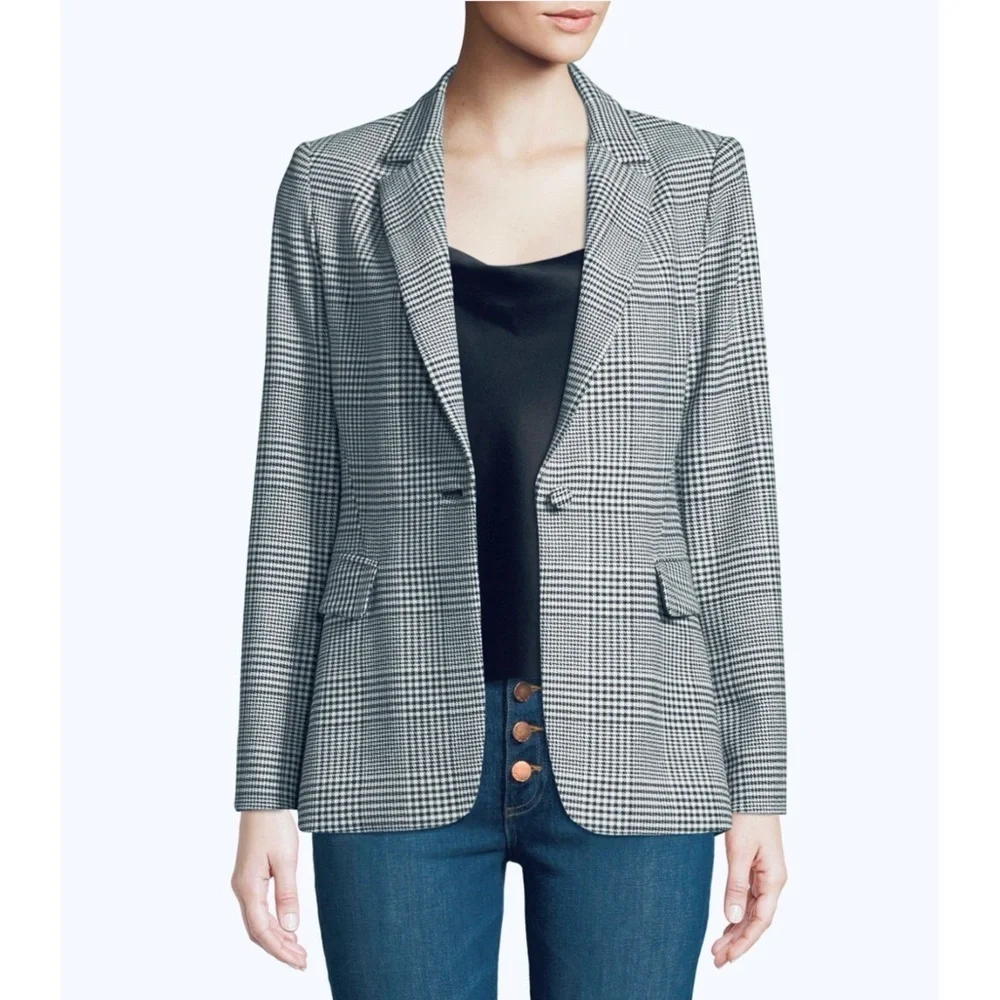 Alice + Olivia Macey One-Button Fitted Plaid Blazer NWOT